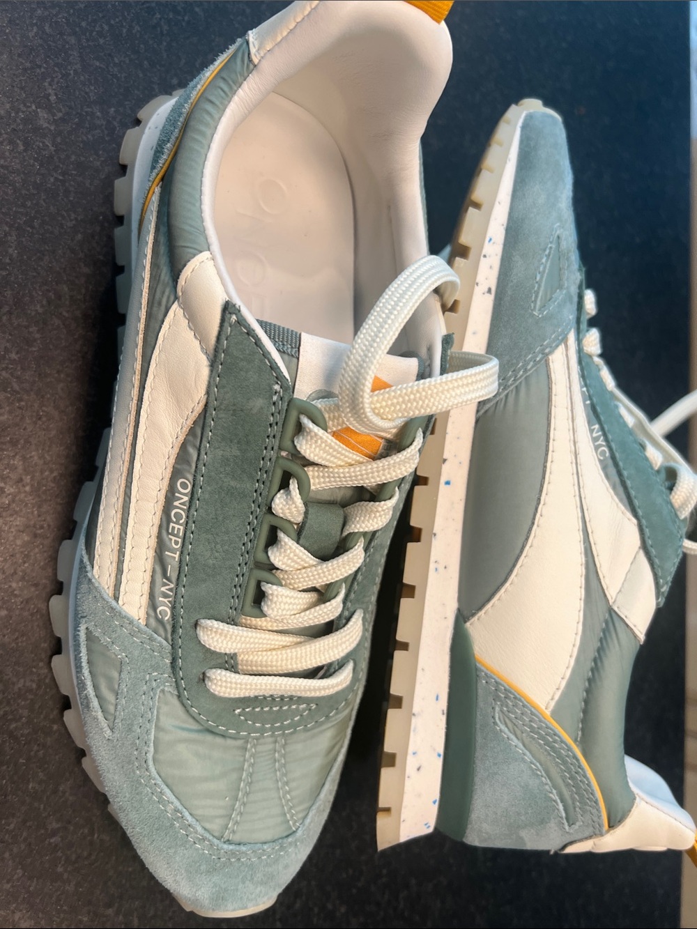 On Running Teal, White & Yellow Retro Runner Sneakers size 8